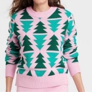 Target Pink and Green Geometric Sweater